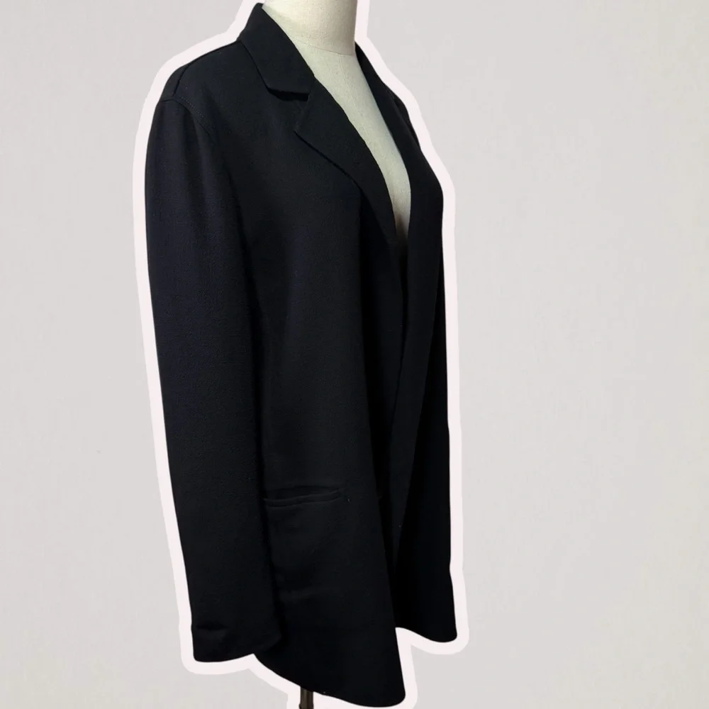 Lafayette 148 New York Black ‘Wynne Nouveau Crepe Blazer’ in Wool Size Large